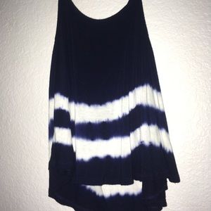 Navy blue and white tie-dye tank top